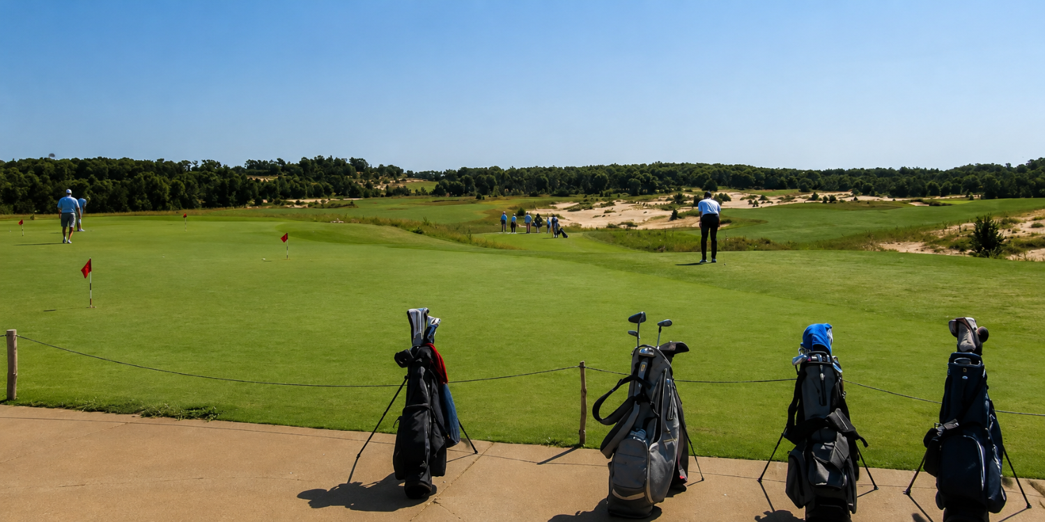 The Mammoth Dunes practice green overlooks the course, heightening the anticipation for your round. The Mammoth Dunes practice green overlooks the course, heightening the anticipation for your round.