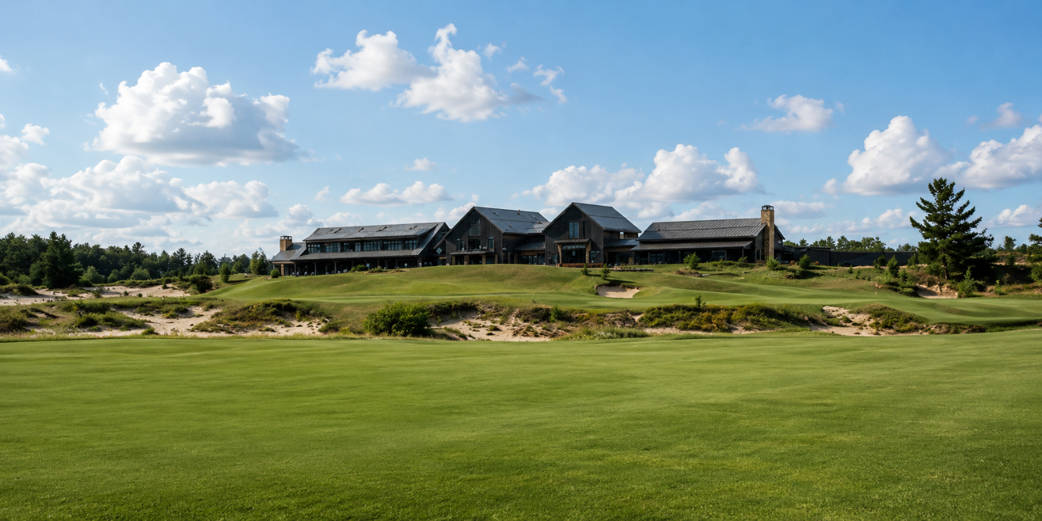 Mammoth Dunes’ 18th green — and closing glory! — lie just beyond that gaping bunker… Mammoth Dunes’ 18th green — and closing glory! — lie just beyond that gaping bunker…